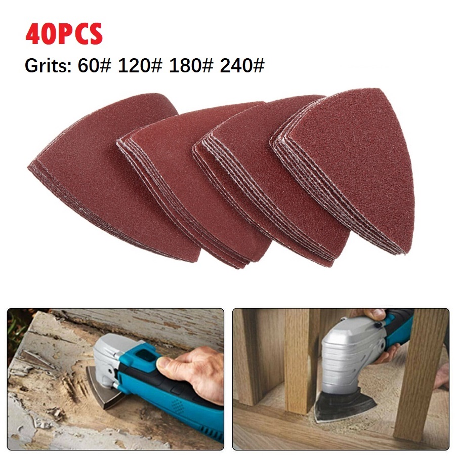 Useful Tech Accessories - 40pc Triangle Sandpaper 60/120/180/240Grit Hook AndLoop